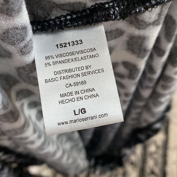 Mario Serrani Italy Grey Black Leopard Slinky Jersey Blouse - Picture 9 of 9